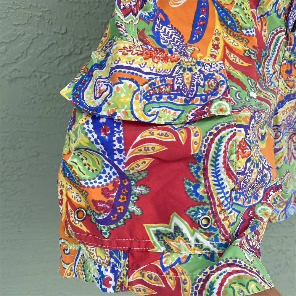 Vintage Polo Ralph Lauren Men's Multicolor Swim Shorts Size M Beach Pool